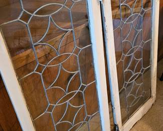 Pair of old leaded glass windows.