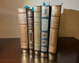 B209 - $20 Each. LEATHER BOUND FRANKLIN PRESS.  Tales from the Arabian Nights. A Stillness at Appomattox. Across the Wide Missouri. MacKinlay Kantor. Benjamin Franklin. (Basket 3)