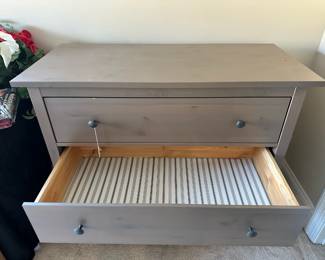 B31 - $140. Gray 3 Drawer Dresser.  All drawers slide well.  Great condition.  Measures 42.5" wide x 19" deep x  37" tall. 