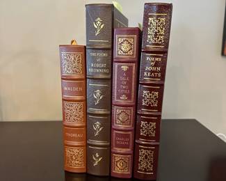 B196 - $20 Each. EASTON PRESS COLLECTOR'S EDITION (The 100 Greatest Books Ever Written) BOUND IN GENUINE LEATHER.  Walden. The Poems of Robert Browning. A Tale of Two Cities. Poems of John Keats. (Basket 6) 