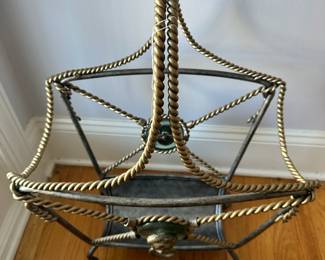 B12 - $150. Maitland Smith Magazine Rack. Very heavy stunning piece.  Measures 17" wide x 11" deep x24.5" tall.  