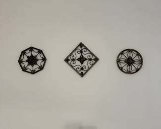 B169 - $15. 3 Piece Metal Wall Art. Each piece is less than a foot wide. 