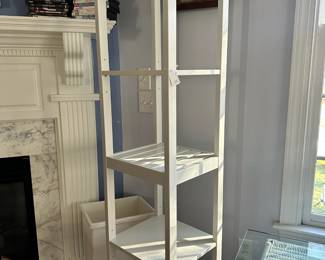 B17 - $65.  Tall, white Display Shelving. Measures 16.75" wide x  14.5" deep  x 67.5" tall. 