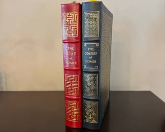 B195 - $100 PAIR. EASTON PRESS COLLECTOR'S EDITION BOUND IN GENUINE LEATHER.  The Iliad of Homer & The Odyssey of Homer. (Basket 5) 