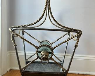 B12 - $150. Maitland Smith Magazine Rack. Very heavy stunning piece.  Measures 17" wide x 11" deep x24.5" tall.  