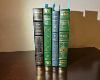 B211 - $20 Each. LEATHER BOUND FRANKLIN PRESS.  Crime and Punishment. Tess of the D'urbervilles. The Adventures of Tom Sawyer. Don Quixote De La Mancha.(Basket 3)