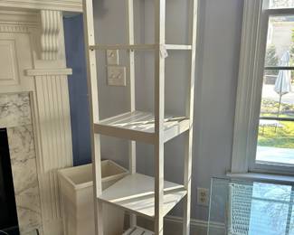 B17 - $65.  Tall, white Display Shelving. Measures 16.75" wide x  14.5" deep  x 67.5" tall. 