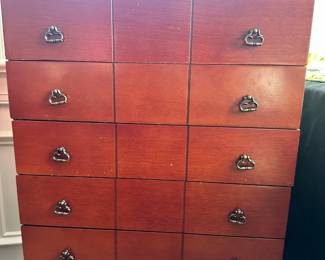 B39 - $75. Wallace Silversmith's Flatware cabinet.  Measures 15" wide x 13" deep x 25" tall. 