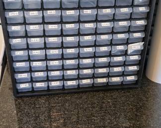B104 - $25 , 64 drawer organizer with resistors