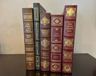 B200 - $50 Each. EASTON PRESS COLLECTOR'S EDITION (The 100 Greatest Books Ever Written) BOUND IN GENUINE LEATHER.  The Canterbury Tales. HEart of Darkness. Huckleberry Finn. David Copperfield. The Divine Comedy. (Basket 7) 
