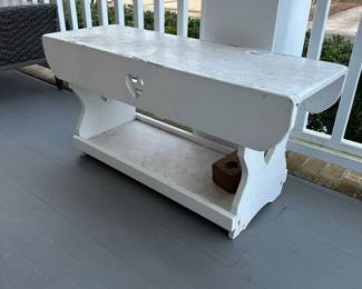 B180 - $35 Each. 2 Available. White Bench used on covered porch.  Measures 36" long x 13" deep x 17.5" tall. 