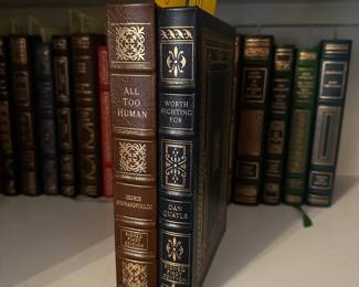 B232 - $70 Each. EASTON PRESS. SIGNED AND NUMBERED FIRST EDITION. LEATHER BOUND. All Too Human. Worth Fighting For. (Shelf 3) 