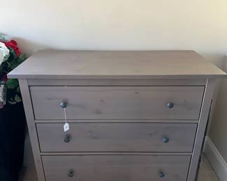 B31 - $140. Gray 3 Drawer Dresser.  All drawers slide well.  Great condition.  Measures 42.5" wide x 19" deep x  37" tall. 