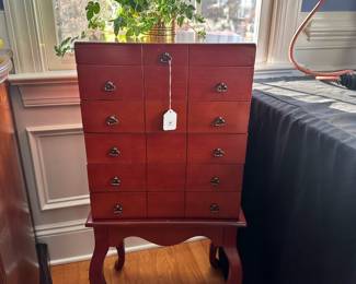 B39 - $75. Wallace Silversmith's Flatware cabinet.  Measures 15" wide x 13" deep x 25" tall. 
