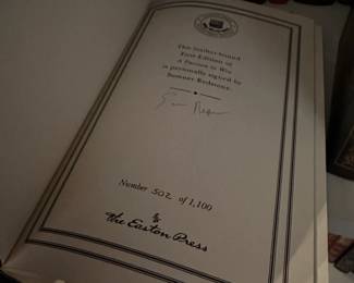 B228 - $30. EASTON PRESS. SIGNED AND NUMBERED FIRST EDITION. LEATHER BOUND. A Passion to Win. Licks of Love. In Praise of Public Life. Name Dropping. My First 79 Years. The American Dream. Heat. A Life in the 20th Century. (Shelf 3) 