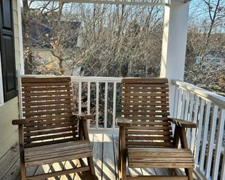 B35 - $100 Each.  Rocking Deck Chairs.  2 available. Measures 27.5" wide x 38" deep x 38.5" tall.                   