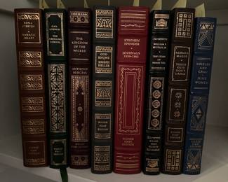 B220 - $10 Each. Signed First Edition. THE FRANKLIN LIBRARY - LEATHER BOUND. Fanatic Heart. The Finishing School. The Kingdom of the Wicked. God Knows. Stephen Spender Journals 1939 - 1983. The Story of Henri Tod. Tough Guys Don't Dance. Nine Women.  (Shelf 2) 