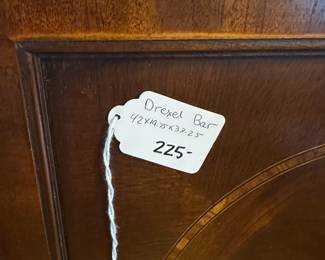 B166 - $225. Beautiful Drexel Bar with Sliding Top. Measures 42" long x 19.75" deep x 33.25" tall. 