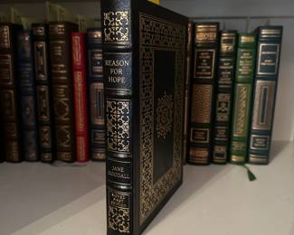 B235 - $225. EASTON PRESS. SIGNED AND NUMBERED FIRST EDITION. LEATHER BOUND. Reason For Hope - Jane Goodall. (Shelf 3) 