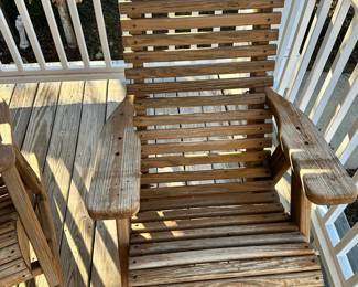 B35 - $100 Each.  Rocking Deck Chairs.  2 available. Measures 27.5" wide x 38" deep x 38.5" tall.                   