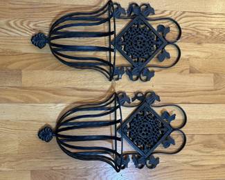 B178 - $15. Pair of Metal Planter Wall Sconces. 