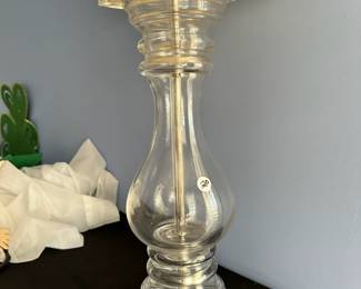 B37 - $100.  Gorgeous Heavy Thick Glass Lamp.  Needs new shade. 