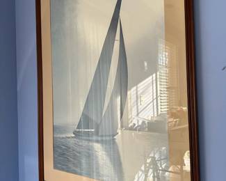 B34 - $25.  Beautiful Sailing print framed handsomely.