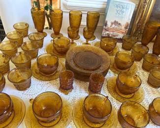 MASSIVE SET OF AMBER GLASS