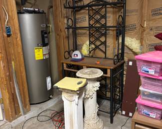 Water Heater, Bakers Rack, Cement Pilers