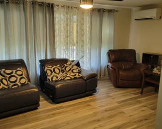 Blue leather sofa 