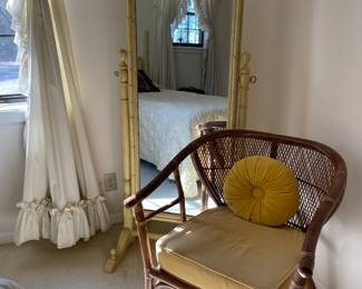 Faux bamboo cheval mirror