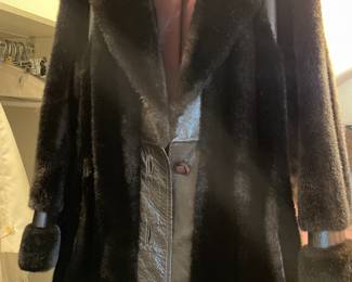 Faux fur & leather coat size small