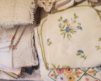 Vintage tablecloth and runners 
