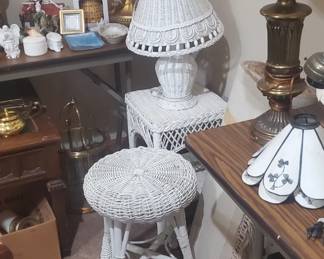 Wicker lamp ,stool, table