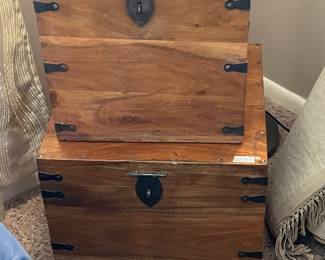 Pair of very nice hinged, wood storage containers, or side tables!