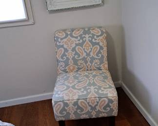 Accent chair; framed mirror