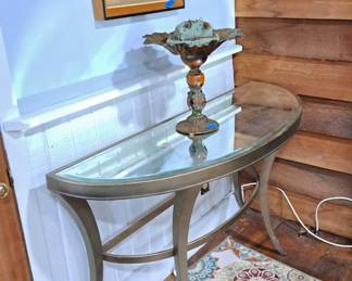 Mirrored console table with metal frame