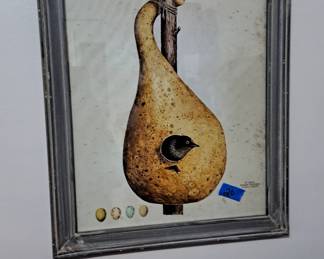 Art work of bird nesting in gourds