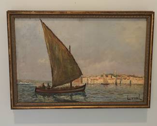 Oil on Canvas of Schooner or Sailboat