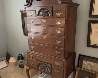 Fan Carved Chippendale Style Mahogany Highboy
