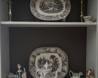 Collection of Ironstone Transferware and Staffordshire Figures