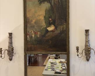 Boiserie Panel or Tremeau Mirror with Depiction of Napolean and Cavalry 