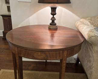 Federal Style Mahogany Flip Top Game Table with Adams Urn Inlay and Bellflowers