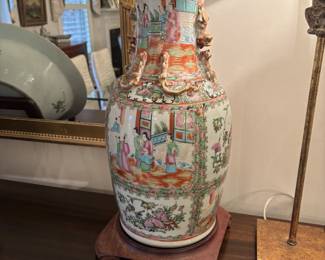 Pair of Large Canton Famille Rose Vases 19th Century or Earlier