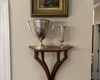 19th Century Oil on Canvas, Sterling Trophy Cups     (One Connecticut) 