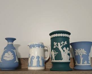Wedgwood jasperware and wedgwood etruscan blue and white.
