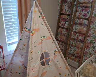 Wood and canvas toy teepee
