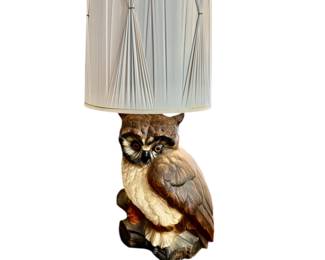 Large vintage owl lamp 22”