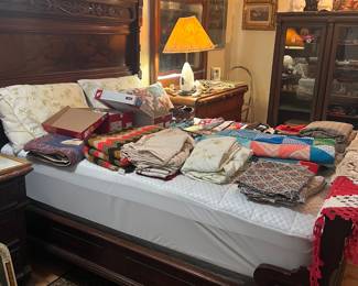 Victorian bed Matching dresser, large display cabinet turn of the century