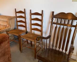 FOUR LADDER BACK CHAIRS/BOSTON ROCKER